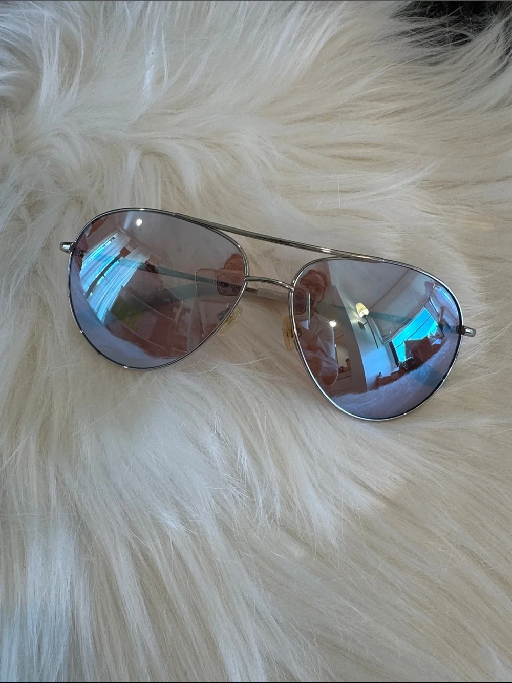 Nike Aviator Silver Frame Mirrored Sunglasses - Blue/Purple Tint - Picture 1 of 8
